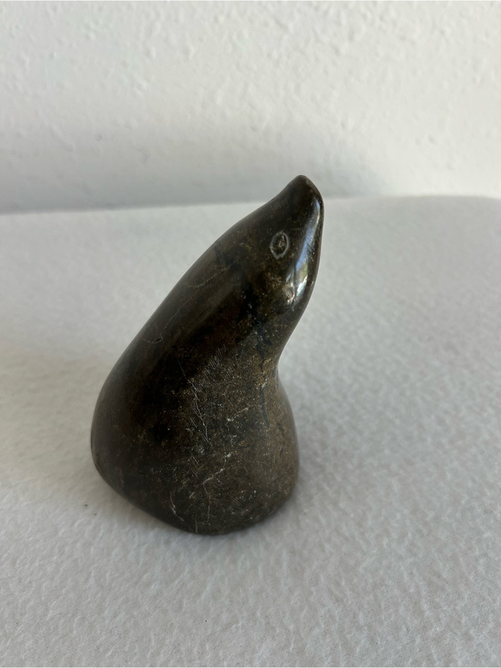 Vintage Inuit Soapstone Seal Sculpture Canada Eskimo Art Signed Carving
